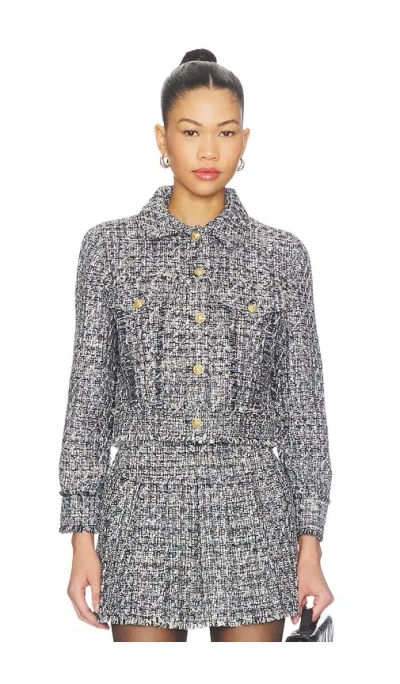 Alice + Olivia Chloe Cropped Boxy Jacket In Gray
