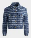 Alice And Olivia Chloe Cropped Boxy Jacket In Purple