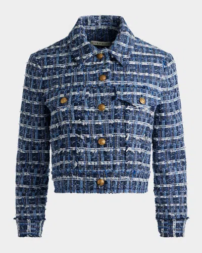 Alice And Olivia Chloe Cropped Boxy Jacket In Purple