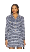 Alice And Olivia Chloe Cropped Boxy Jacket In Blue