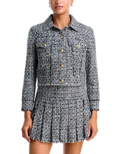 Alice And Olivia Chloe Cropped Tweed Jacket In Multi