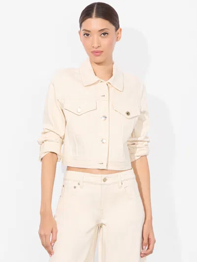 Alice And Olivia Chloe Denim Jacket In Nude