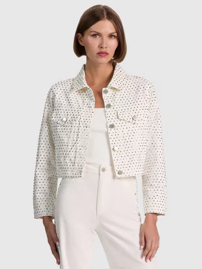 Alice And Olivia Chloe Embellished Denim Jacket In Multi