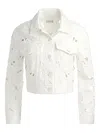Alice And Olivia Chloe Eyelet-embroidered Denim Jacket In White