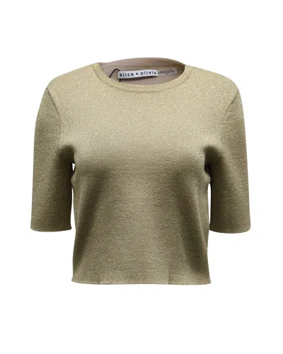 Alice And Olivia Alice & Olivia Ciara Crop Top In Gold Metallic Cotton