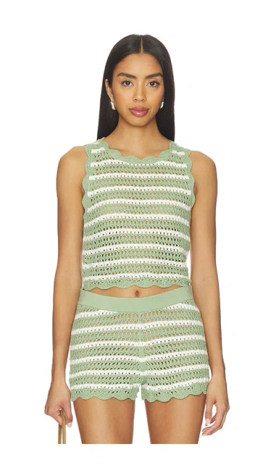 Alice And Olivia Ciara Cropped Pointelle Pullover In Green