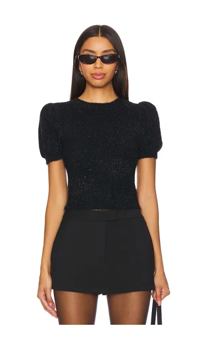 Alice And Olivia Ciara Puff Sleeve Sweater In Black