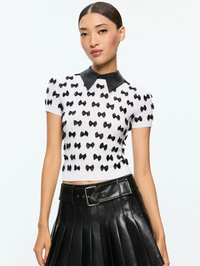 Alice And Olivia Ciara Short Sleeve Pullover In Black  