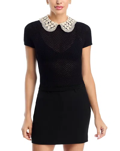 Alice And Olivia Ciara Short Sleeve Sweater In Black