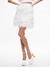 Alice And Olivia Cina Feather-detailing Skirt In Ecru
