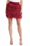 Alice And Olivia Cina Feather Mini Skirt In Bordeaux In Blue