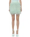 Alice And Olivia Cina Feather Skirt In Green