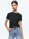 Alice And Olivia Cindy Classic Cropped Tee In Black
