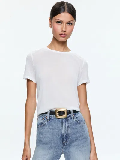 Alice And Olivia Cindy Classic Cropped Tee In Off White