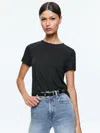 Alice And Olivia Cindy Classic Cropped Tee In Black