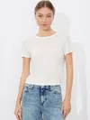 Alice And Olivia Cindy Cropped Tee In Off White