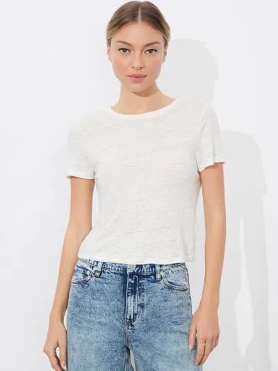 Alice And Olivia Cindy Cropped Tee In Off White