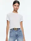 Alice And Olivia Cindy Classic Cropped Tee In Off White