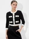 Alice And Olivia Claira Short Jacket In Black/soft White