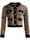 Alice And Olivia Claira Leopard Cardigan In Brown