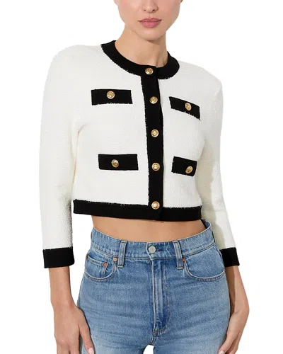 Alice And Olivia Claira Cardigan In White/black