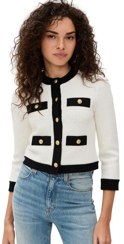 Alice And Olivia Claira Cardigan In White/black
