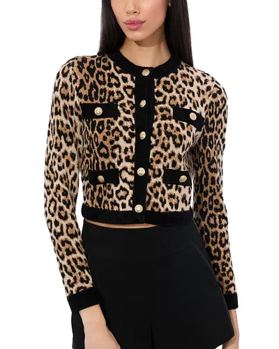 ALICE AND OLIVIA ALICE AND OLIVIA CLAIRA LEOPARD PRINT CARDIGAN