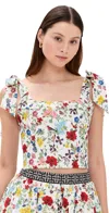 Alice And Olivia Clara Linen And Cotton Blend Top In Dollhouse