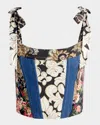 Alice And Olivia Clara Paneled Top In Lola Blue/multi