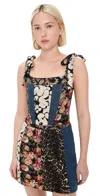 Alice And Olivia Clara Paneled Top In Lola Blue/multi