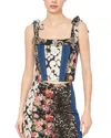 Alice And Olivia Clara Paneled Top In Lola Blue Multi
