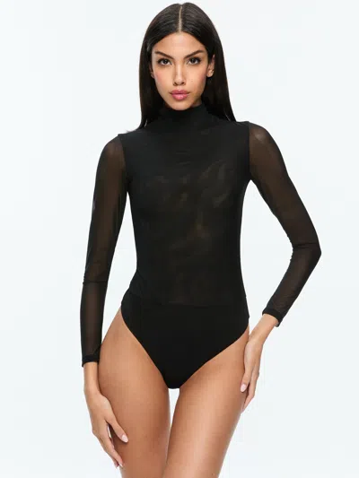 Alice And Olivia Olea Crew Neck Bodysuit In Black