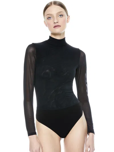 Alice And Olivia Clarinda Turtleneck Bodysuit In Black