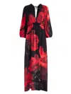 Alice And Olivia Clarissa Wrap-effect Floral-print Crepe De Chine Maxi Dress In Peony Petals Bright Ruby