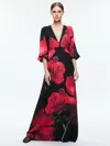 Alice And Olivia Clarissa Maxi Dress In Peony Petals Bright Ruby