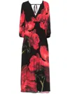 Alice And Olivia Clarissa Wrap-effect Floral-print Crepe De Chine Maxi Dress In Red