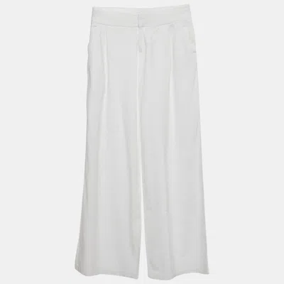 Pre-owned Alice And Olivia Classics White Cotton Wide Leg Pants S