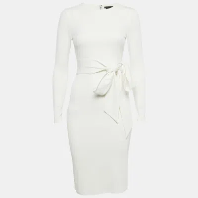 Pre-owned Alice And Olivia Classics White Crepe Tie -up Waist Short Dress S