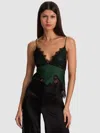 Alice And Olivia Claudia Lace Slip Top In Green