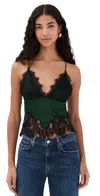 Alice And Olivia Claudia Lace Trim Camisole In Green