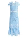 Alice And Olivia Clover Open Back Lace Dress In Blue