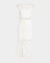 Shop Alice And Olivia Clover Lace Midi Dress In Off White