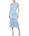Alice And Olivia Clover Open Back Lace Dress In Blue