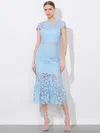 Alice And Olivia Clover Open Back Lace Dress In Mineral Blue