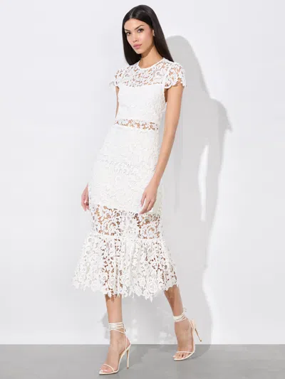 Alice And Olivia Clover Open Back Dress In Off White