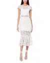 Alice And Olivia Clover Open Back Lace Dress In Off White