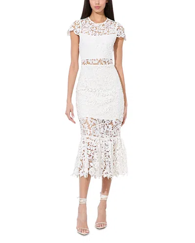 Alice And Olivia Clover Open Back Lace Dress In Off White
