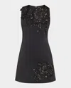 Alice And Olivia Clyde Embellished A-line Dress In Le Parisien Blackgunmetal