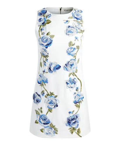 Alice And Olivia Clyde Embellished Shift Dress In White