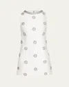 Alice And Olivia Clyde Embellished Fitted Aline Shift Dress In Off White